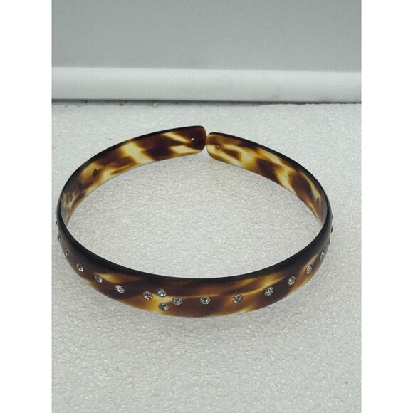 Girls Child Size Faux Tortoiseshell Headband with Rhinestones France - Picture 1 of 7